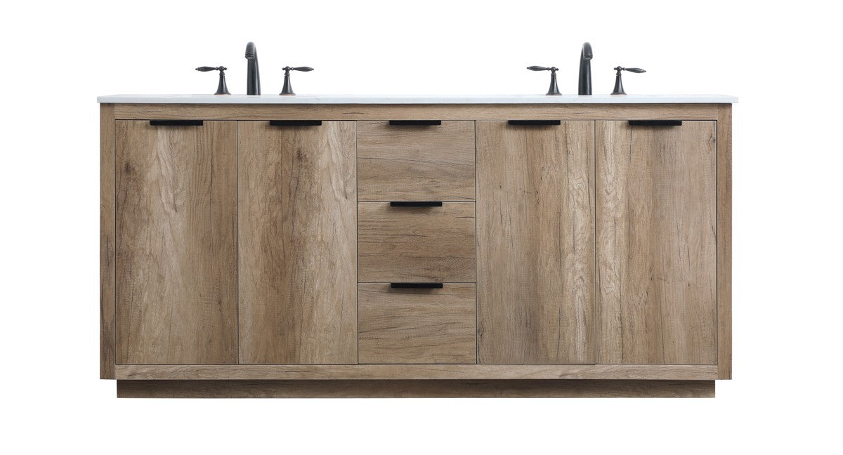 Elegant Lighting VF19472DNT Double Bathroom Vanity, Natural Oak