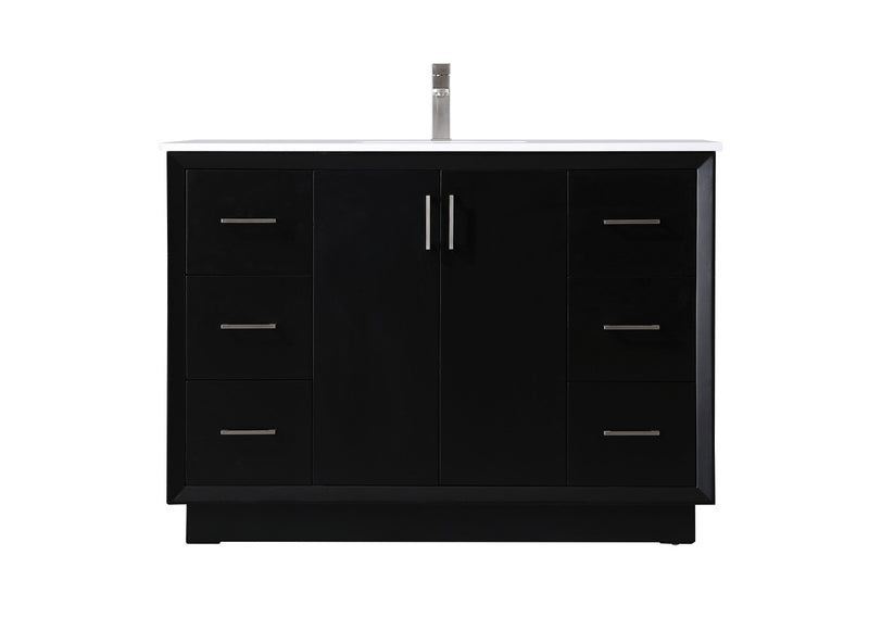 Elegant Lighting VF19648BK SIngle Bathroom Vanity, Black