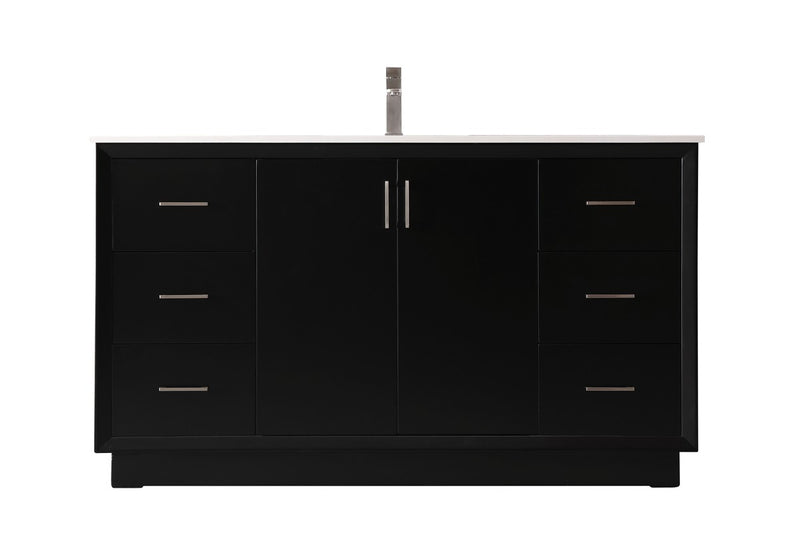 Elegant Lighting VF19660BK SIngle Bathroom Vanity, Black