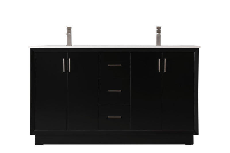 Elegant Lighting VF19660DBK Double Bathroom Vanity, Black