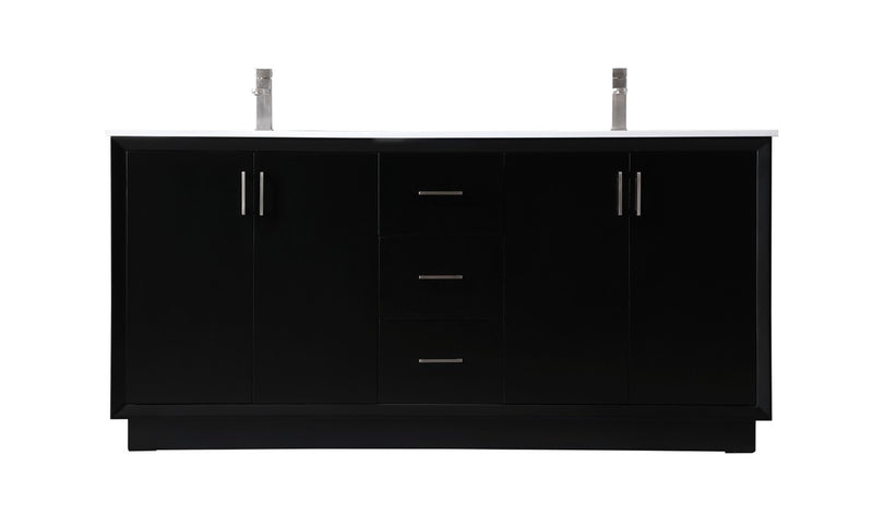 Elegant Lighting VF19672DBK Double Bathroom Vanity, Black