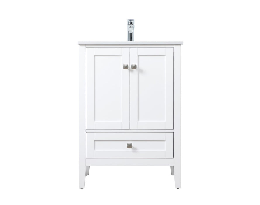 Elegant Lighting VF21124WH SIngle Bathroom Vanity, White