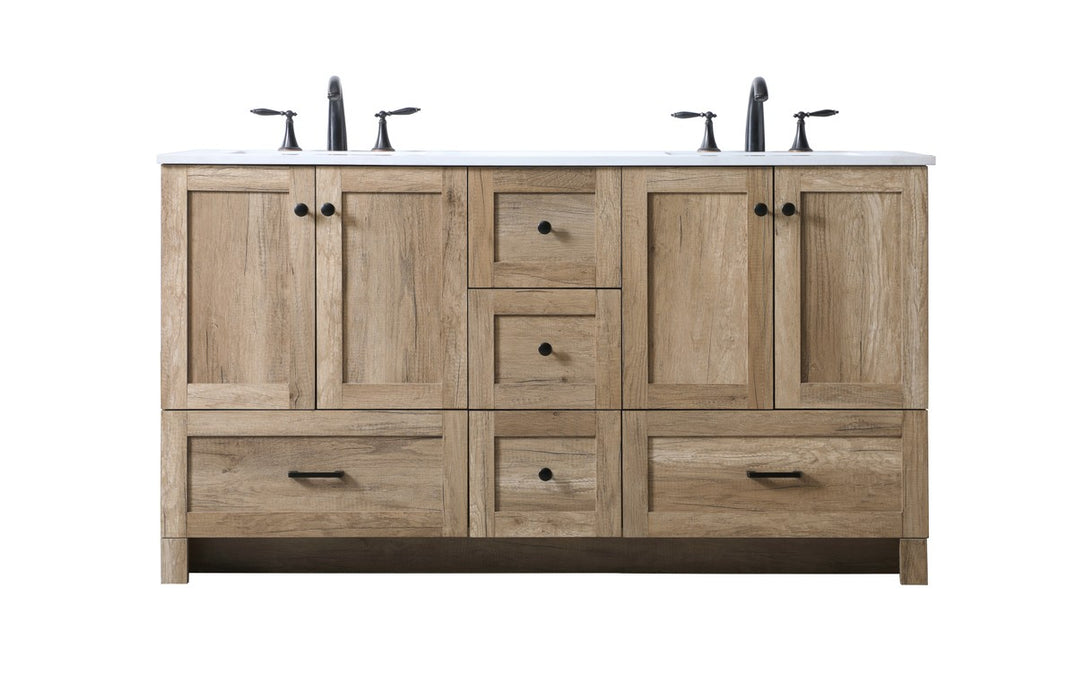 Elegant Lighting VF2860DNT Double Bathroom Vanity, Natural Oak