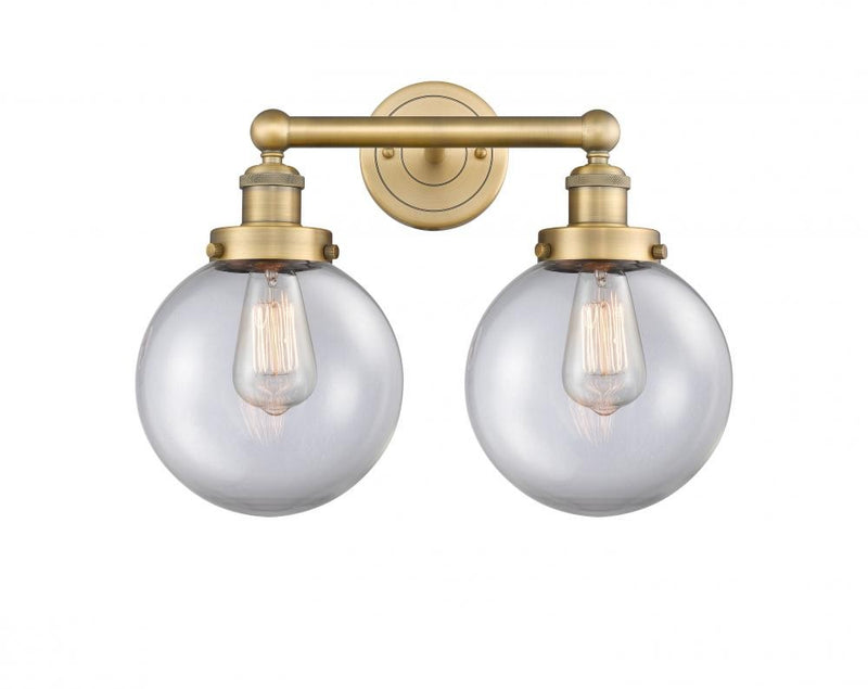 Innovations 616-2W-BB-G202-8 Two Light Bath Vanity, Brushed Brass