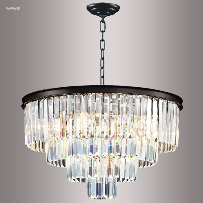James R. Moder 96996SB22 Nine Light Chandelier, Satin Black