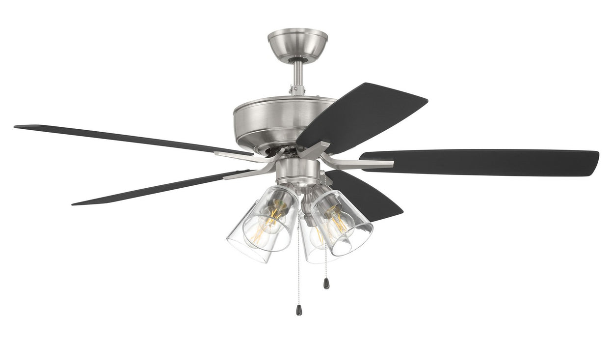 Craftmade P104BNK5-52FBGW 52"Ceiling Fan, Brushed Polished Nickel