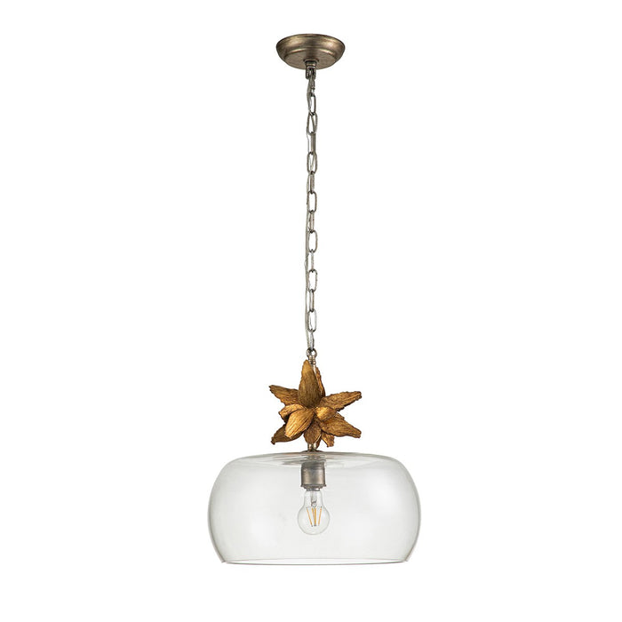 Lucas + McKearn PD1005G-1 One Light Pendant, Gold Leaf/Silver Leaf