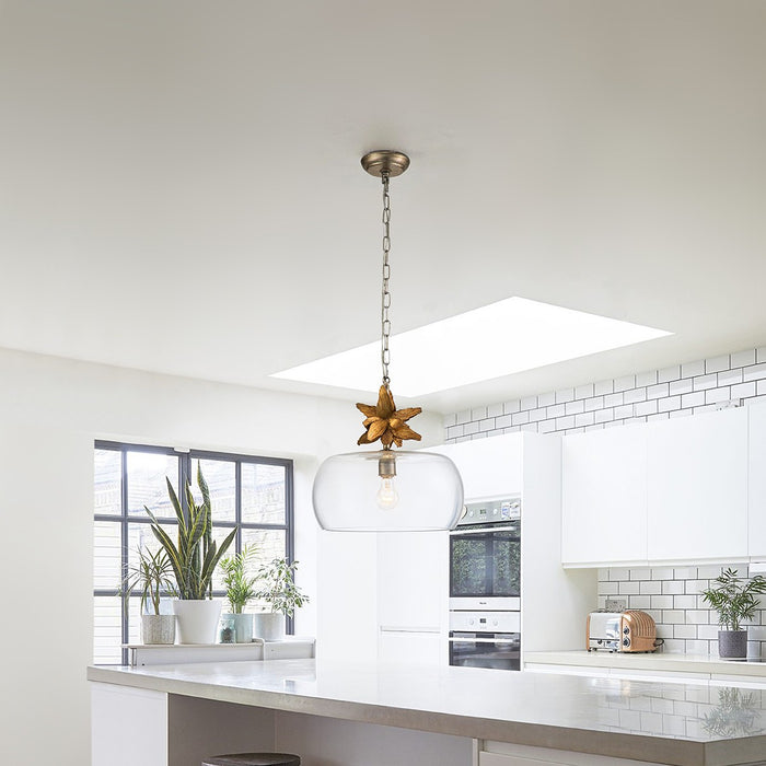 Lucas + McKearn PD1005G-1 One Light Pendant, Gold Leaf/Silver Leaf