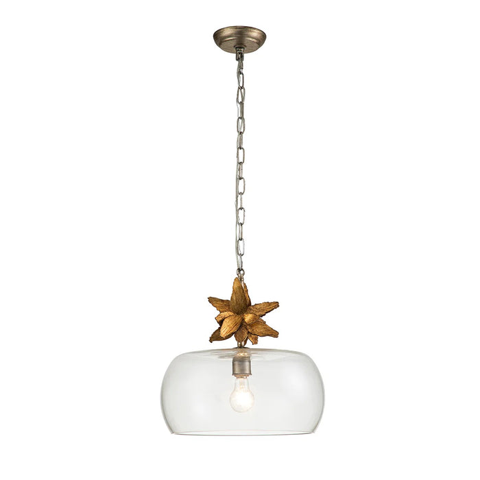 Lucas + McKearn PD1005G-1 One Light Pendant, Gold Leaf/Silver Leaf