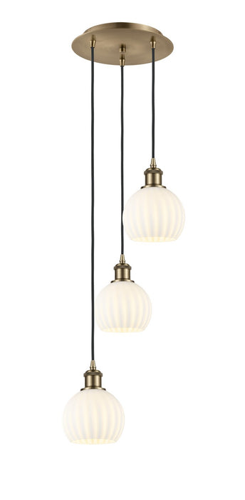 Innovations 113B-3P-AB-G1217-6WV LED Pendant, Antique Brass