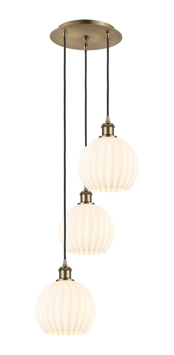 Innovations 113B-3P-AB-G1217-8WV LED Pendant, Antique Brass