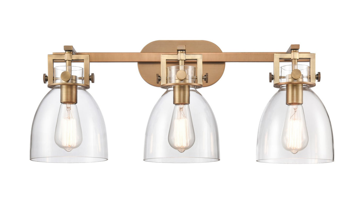 Innovations 411-3W-BB-G412-7CL Three Light Bath Vanity, Brushed Brass