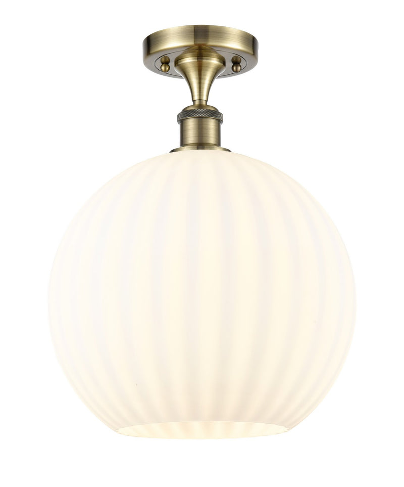 Innovations 516-1C-AB-G1217-12WV LED Semi-Flush Mount, Antique Brass