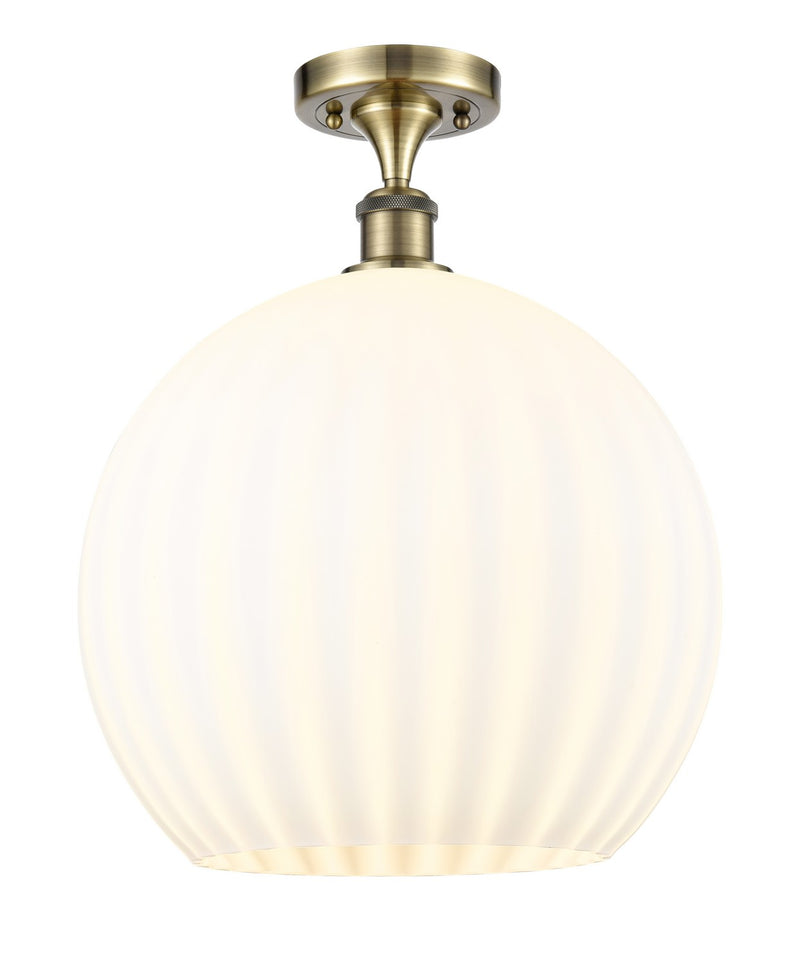 Innovations 516-1C-AB-G1217-14WV LED Semi-Flush Mount, Antique Brass