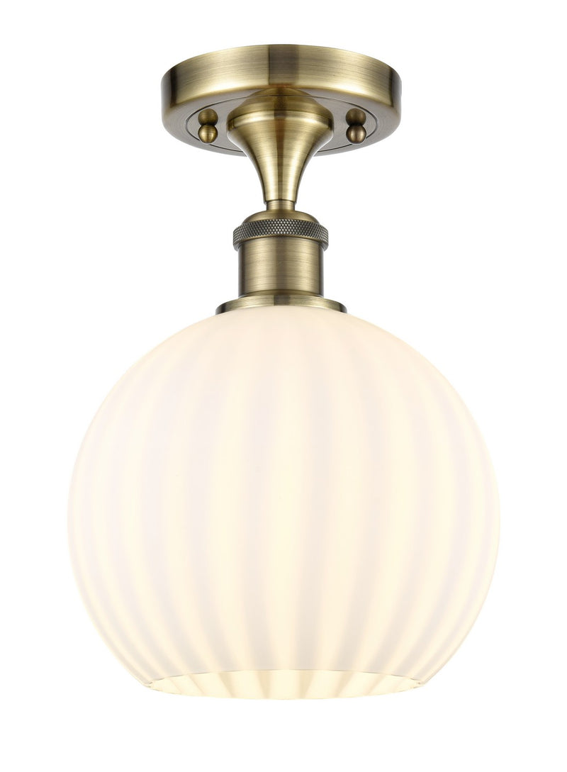 Innovations 516-1C-AB-G1217-8WV LED Semi-Flush Mount, Antique Brass