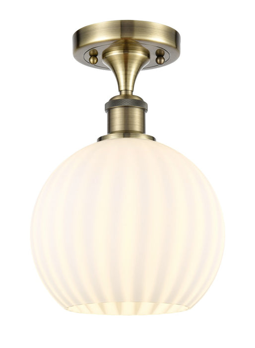 Innovations 516-1C-AB-G1217-8WV LED Semi-Flush Mount, Antique Brass