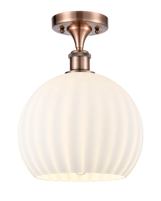 Innovations 516-1C-AC-G1217-10WV LED Semi-Flush Mount, Antique Copper