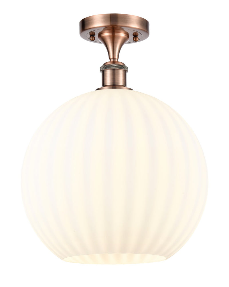 Innovations 516-1C-AC-G1217-12WV LED Semi-Flush Mount, Antique Copper
