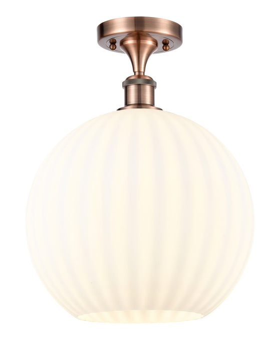 Innovations 516-1C-AC-G1217-12WV LED Semi-Flush Mount, Antique Copper
