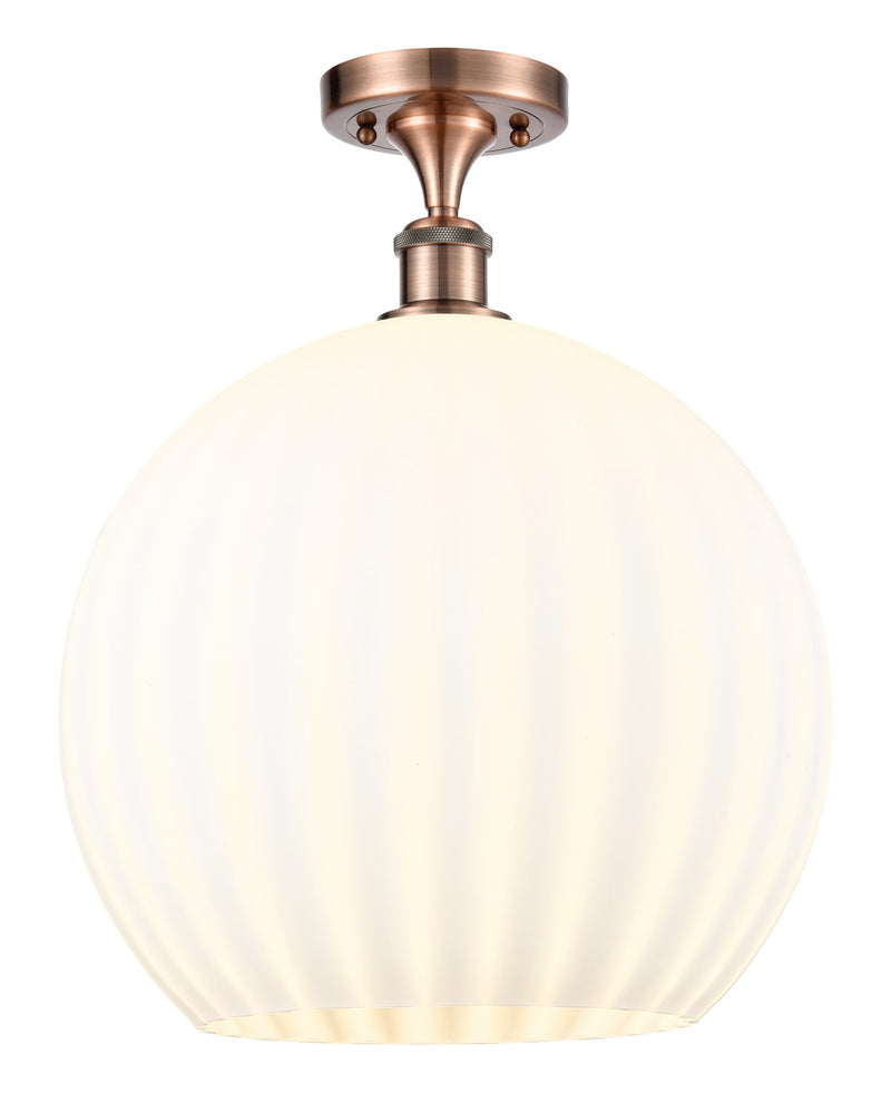 Innovations 516-1C-AC-G1217-14WV LED Semi-Flush Mount, Antique Copper