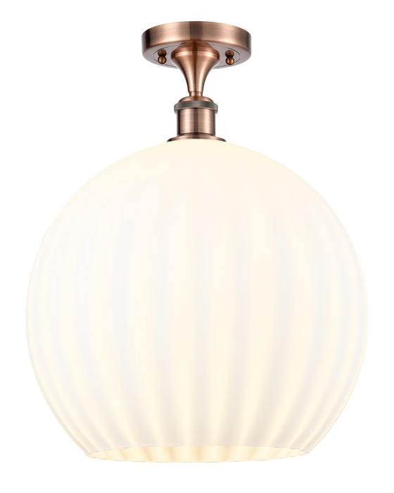 Innovations 516-1C-AC-G1217-14WV LED Semi-Flush Mount, Antique Copper