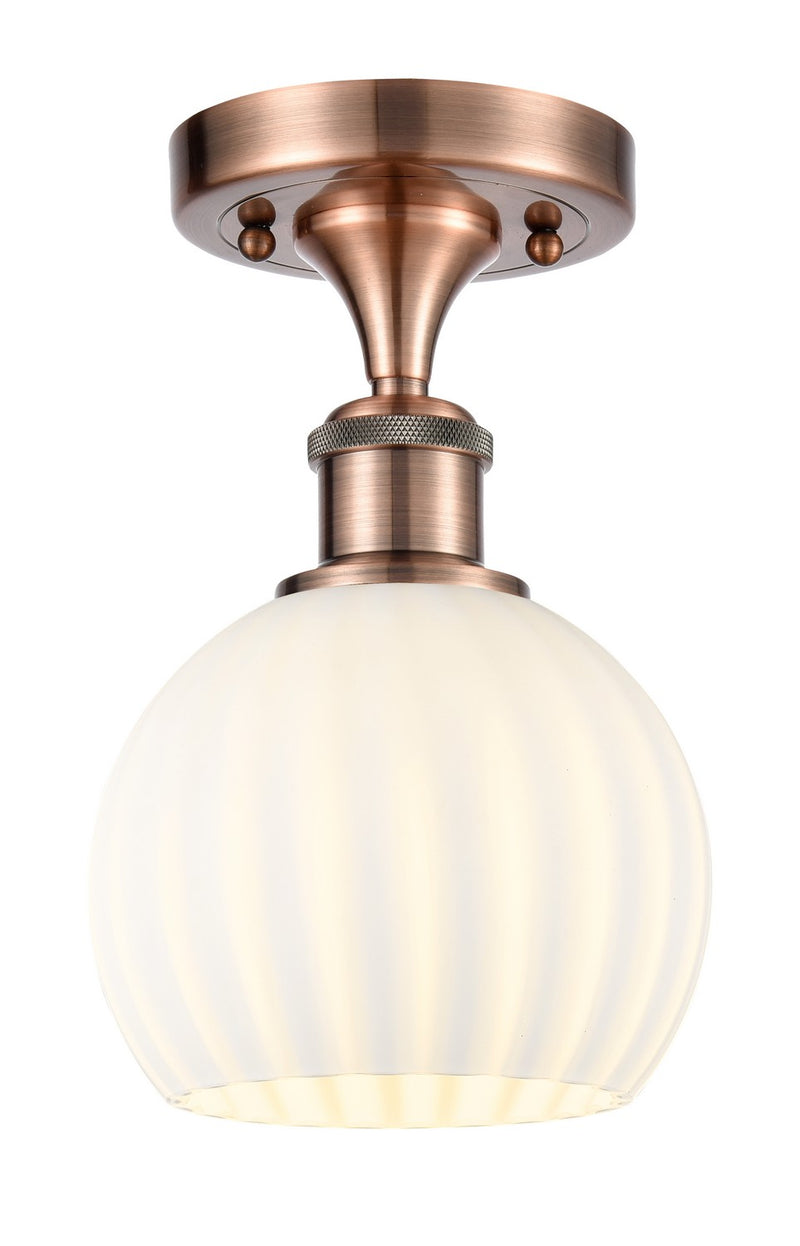 Innovations 516-1C-AC-G1217-6WV LED Semi-Flush Mount, Antique Copper