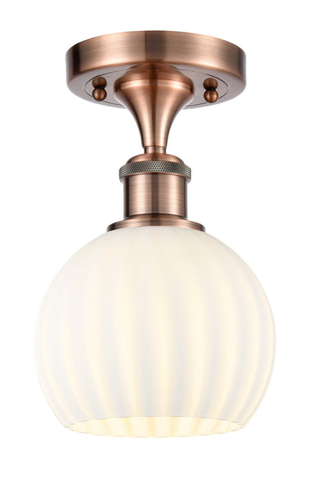 Innovations 516-1C-AC-G1217-6WV LED Semi-Flush Mount, Antique Copper