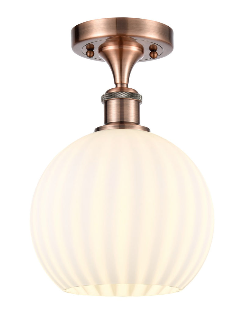 Innovations 516-1C-AC-G1217-8WV LED Semi-Flush Mount, Antique Copper