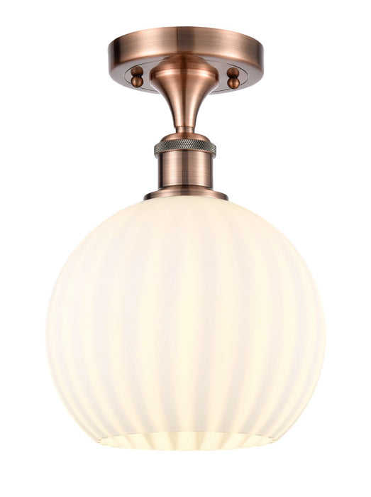 Innovations 516-1C-AC-G1217-8WV LED Semi-Flush Mount, Antique Copper