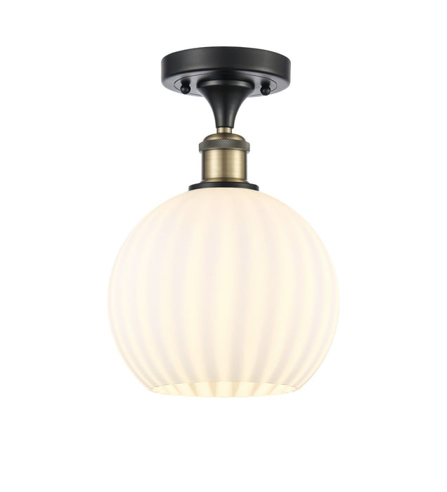 Innovations 516-1C-BAB-G1217-8WV LED Semi-Flush Mount, Black Antique Brass