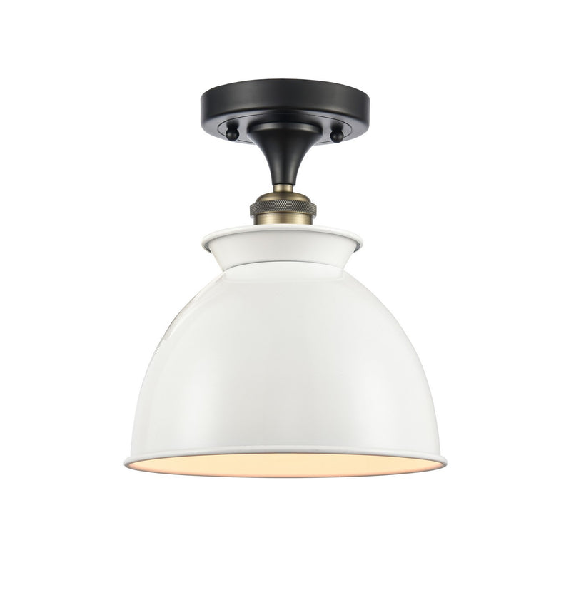 Innovations 516-1C-BAB-M14-W One Light Semi-Flush Mount, Black Antique Brass