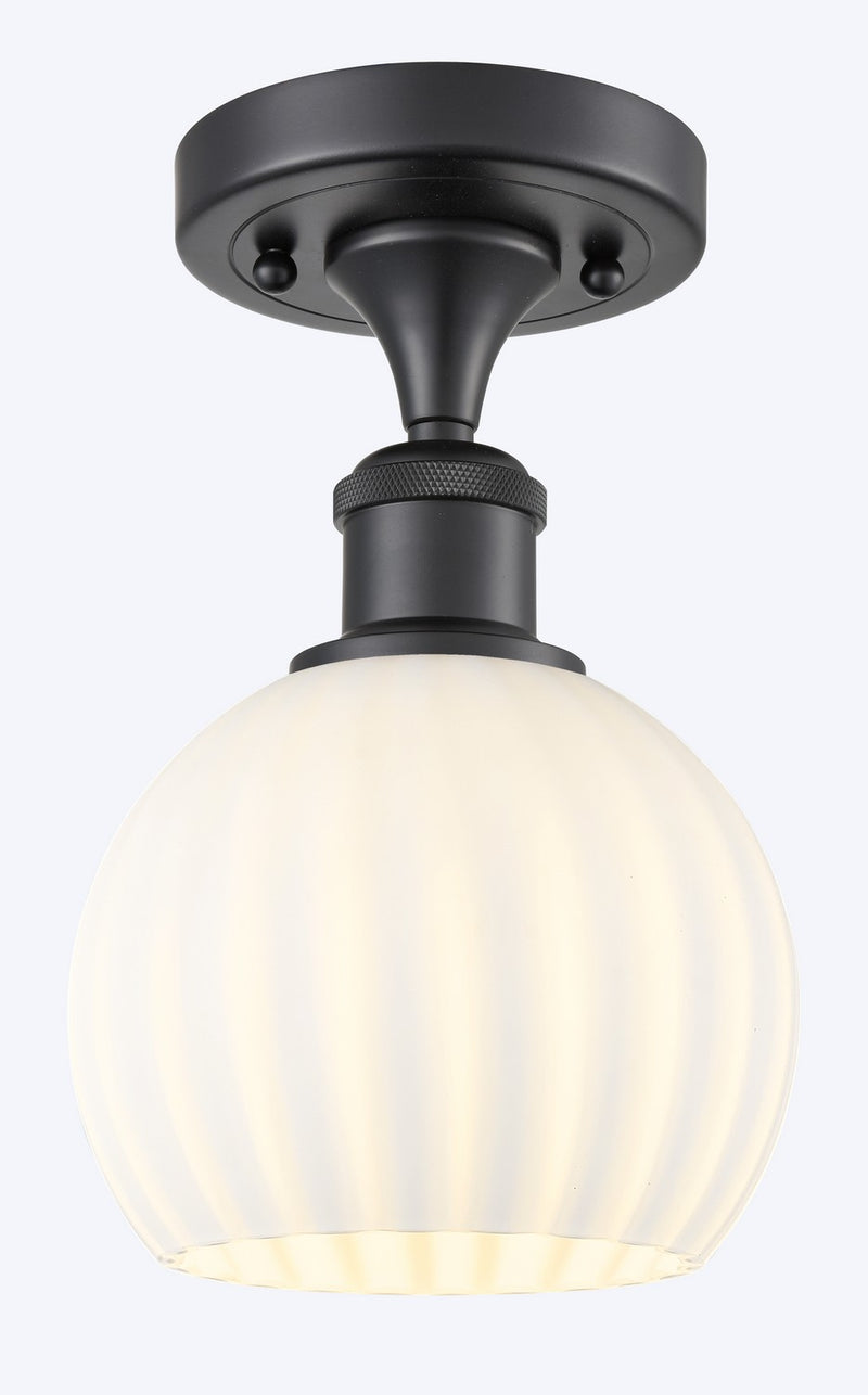 Innovations 516-1C-BK-G1217-6WV LED Semi-Flush Mount, Matte Black