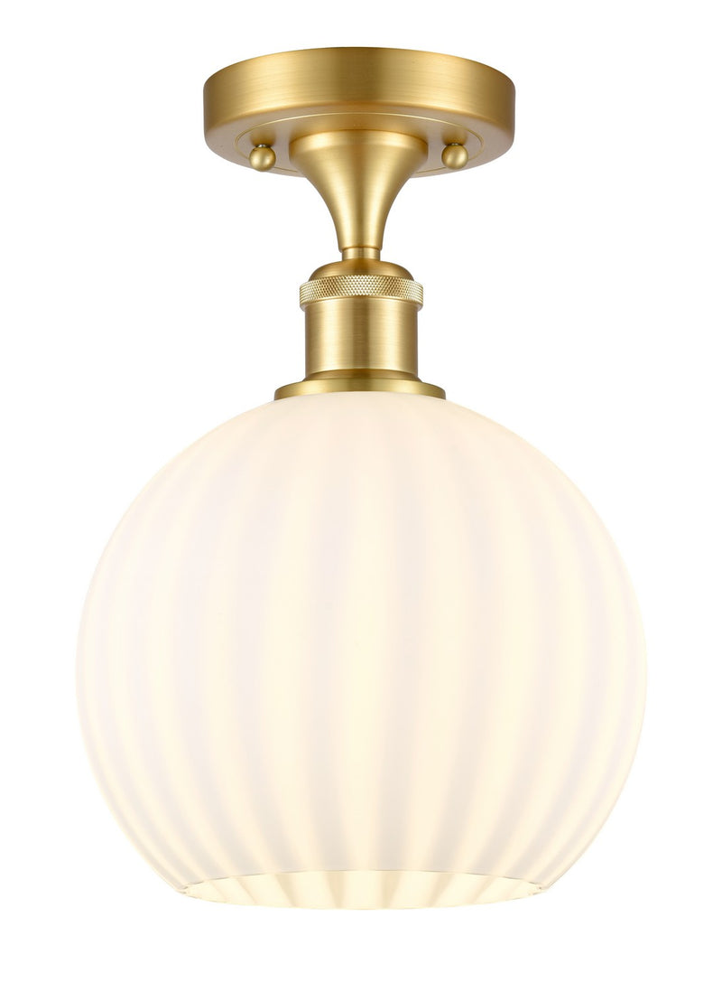 Innovations 516-1C-SG-G1217-8WV LED Semi-Flush Mount, Satin Gold