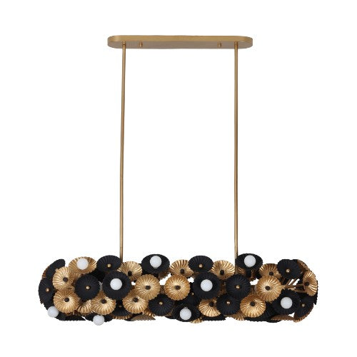 Kalco 520361BVB 24 Light Island Pendant, Black and Vintage Brass