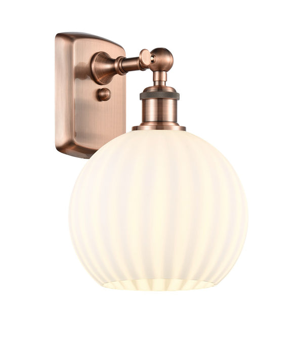 Innovations 516-1W-AC-G1217-8WV LED Wall Sconce, Antique Copper