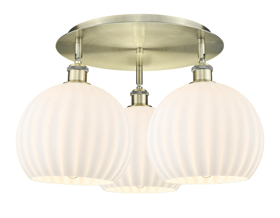 Innovations 516-3C-AB-G1217-10WV LED Flush Mount, Antique Brass