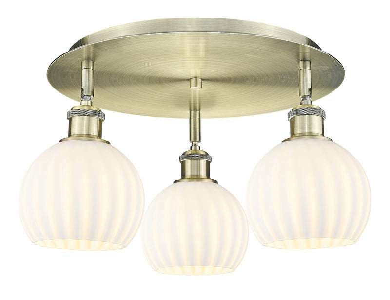 Innovations 516-3C-AB-G1217-6WV LED Flush Mount, Antique Brass