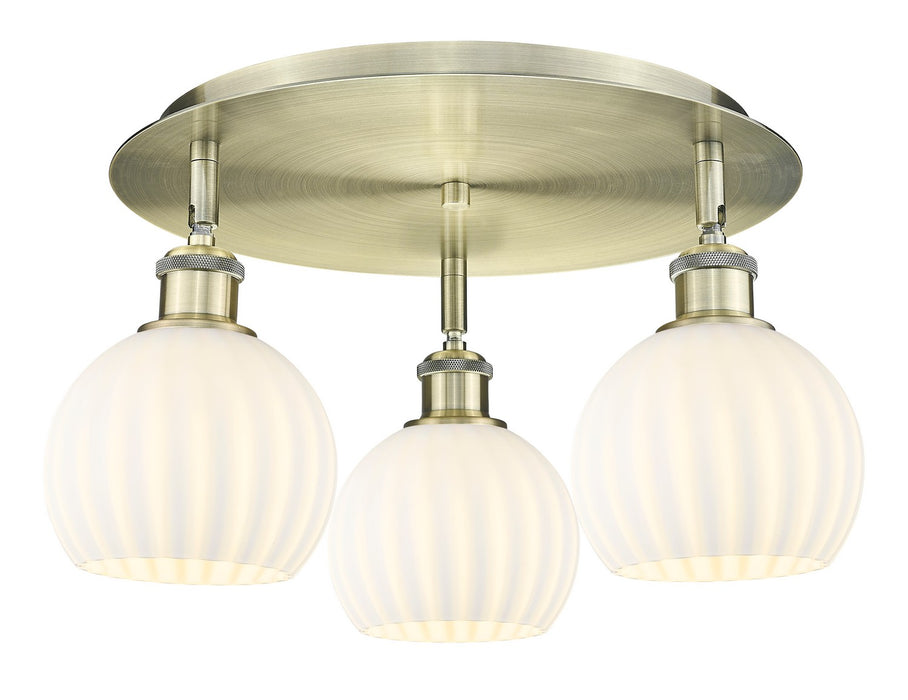 Innovations 516-3C-AB-G1217-6WV LED Flush Mount, Antique Brass
