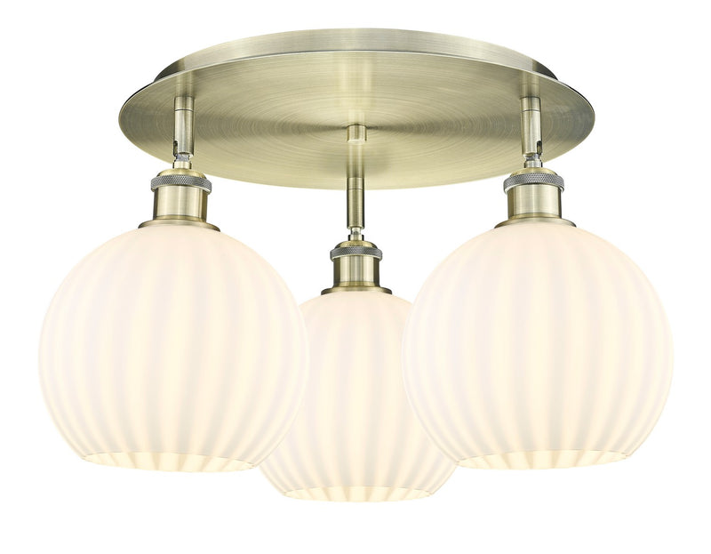 Innovations 516-3C-AB-G1217-8WV LED Flush Mount, Antique Brass