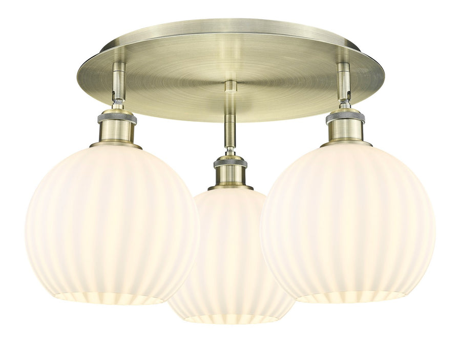 Innovations 516-3C-AB-G1217-8WV LED Flush Mount, Antique Brass