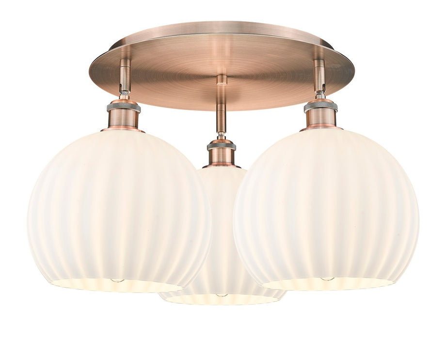 Innovations 516-3C-AC-G1217-10WV LED Flush Mount, Antique Copper