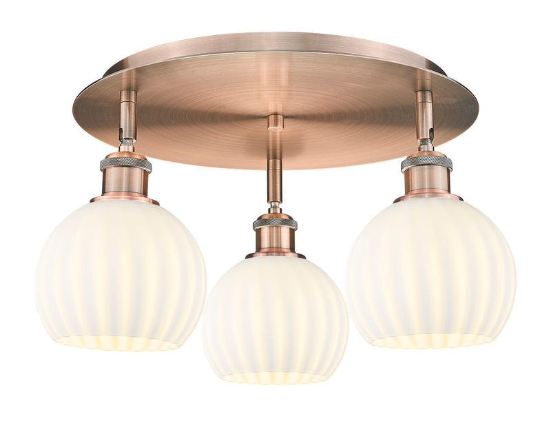 Innovations 516-3C-AC-G1217-6WV LED Flush Mount, Antique Copper