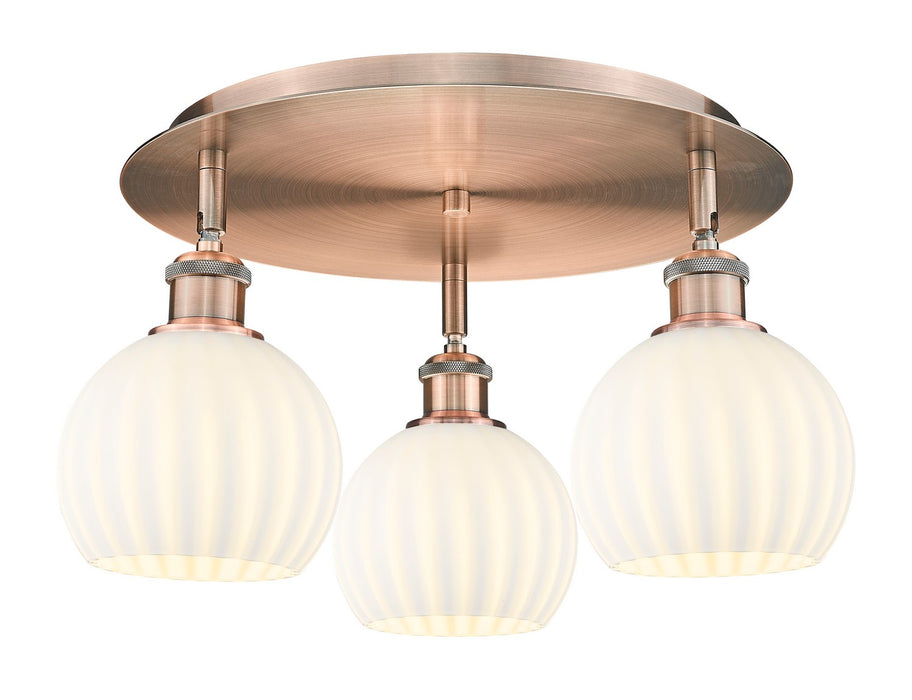 Innovations 516-3C-AC-G1217-6WV LED Flush Mount, Antique Copper