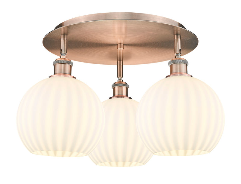 Innovations 516-3C-AC-G1217-8WV LED Flush Mount, Antique Copper