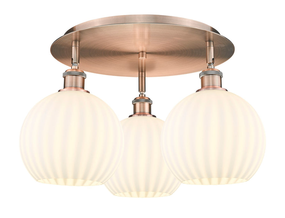 Innovations 516-3C-AC-G1217-8WV LED Flush Mount, Antique Copper