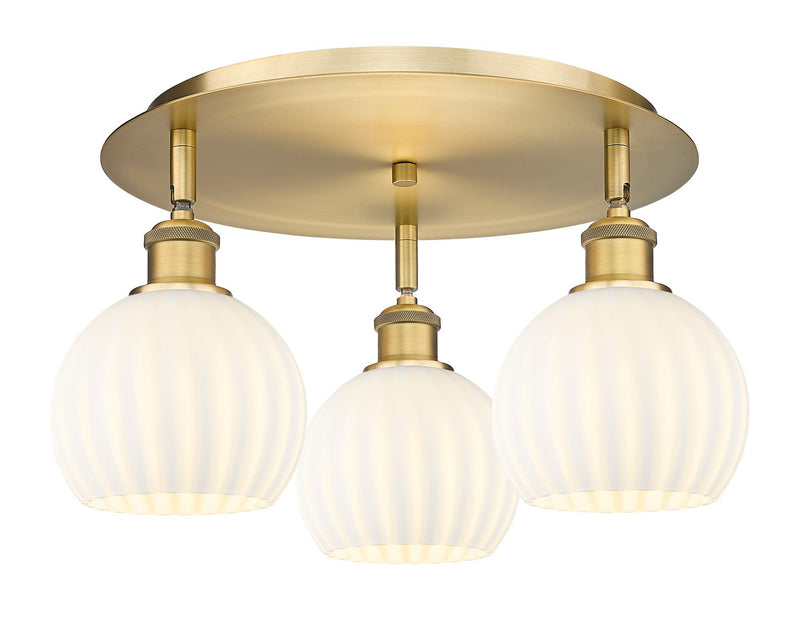 Innovations 516-3C-BB-G1217-6WV LED Flush Mount, Brushed Brass