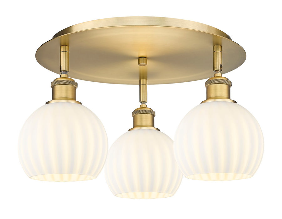 Innovations 516-3C-BB-G1217-6WV LED Flush Mount, Brushed Brass