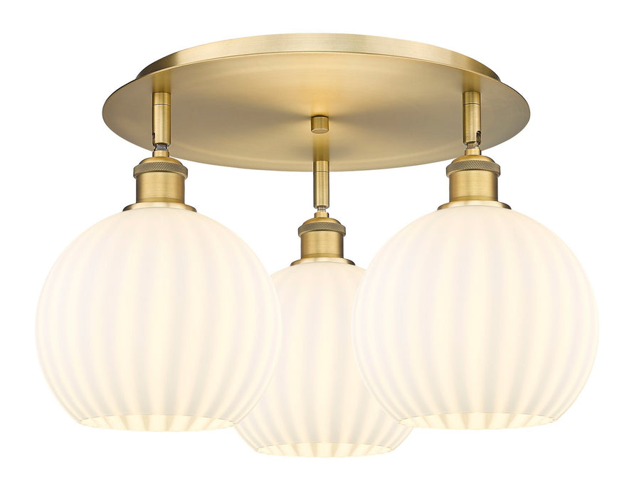 Innovations 516-3C-BB-G1217-8WV LED Flush Mount, Brushed Brass
