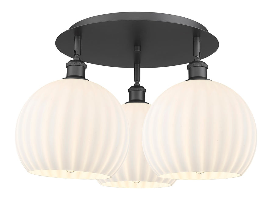 Innovations 516-3C-BK-G1217-10WV LED Flush Mount, Matte Black