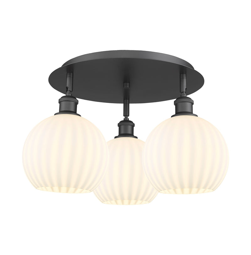 Innovations 516-3C-BK-G1217-8WV LED Flush Mount, Matte Black